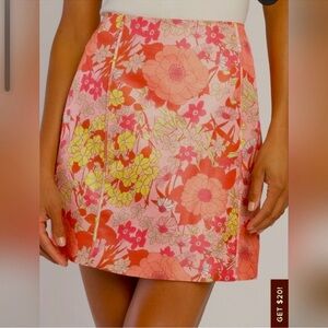Lulu's Being In Bloom Floral Jacquard Mini Skirt, Boho Barbie